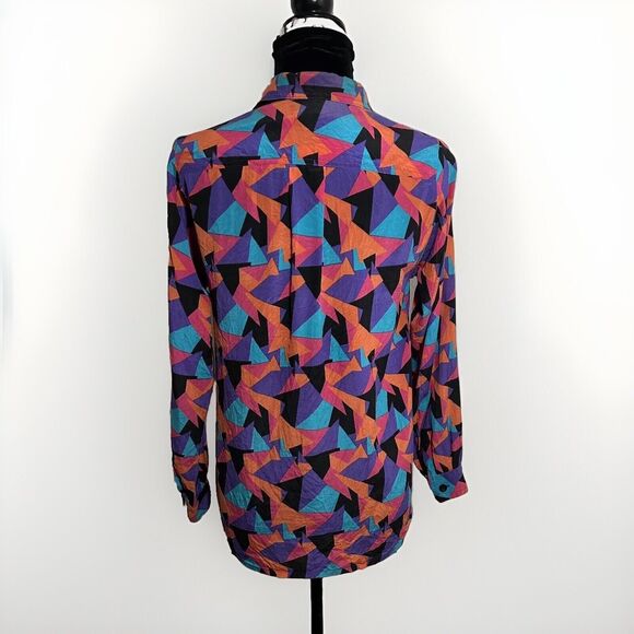 Guy Laroche Vintage Diffusion Paris Silk Blouse Size 40/12 US Geometric Design - Picture 3 of 8